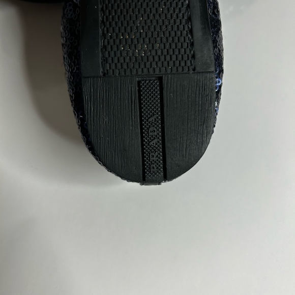 PRADA RARE BALLET FLATS SEQUENCE GLITTER BLACK Genuine  PATENT SATIN BOW - Picture 13 of 15